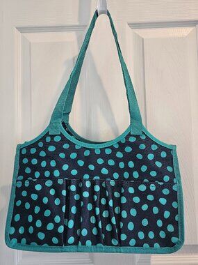 Thirty-One Keep-It Tote Navy Lotsa Dots Polka Shoulder Bag Caddy Purse Craft